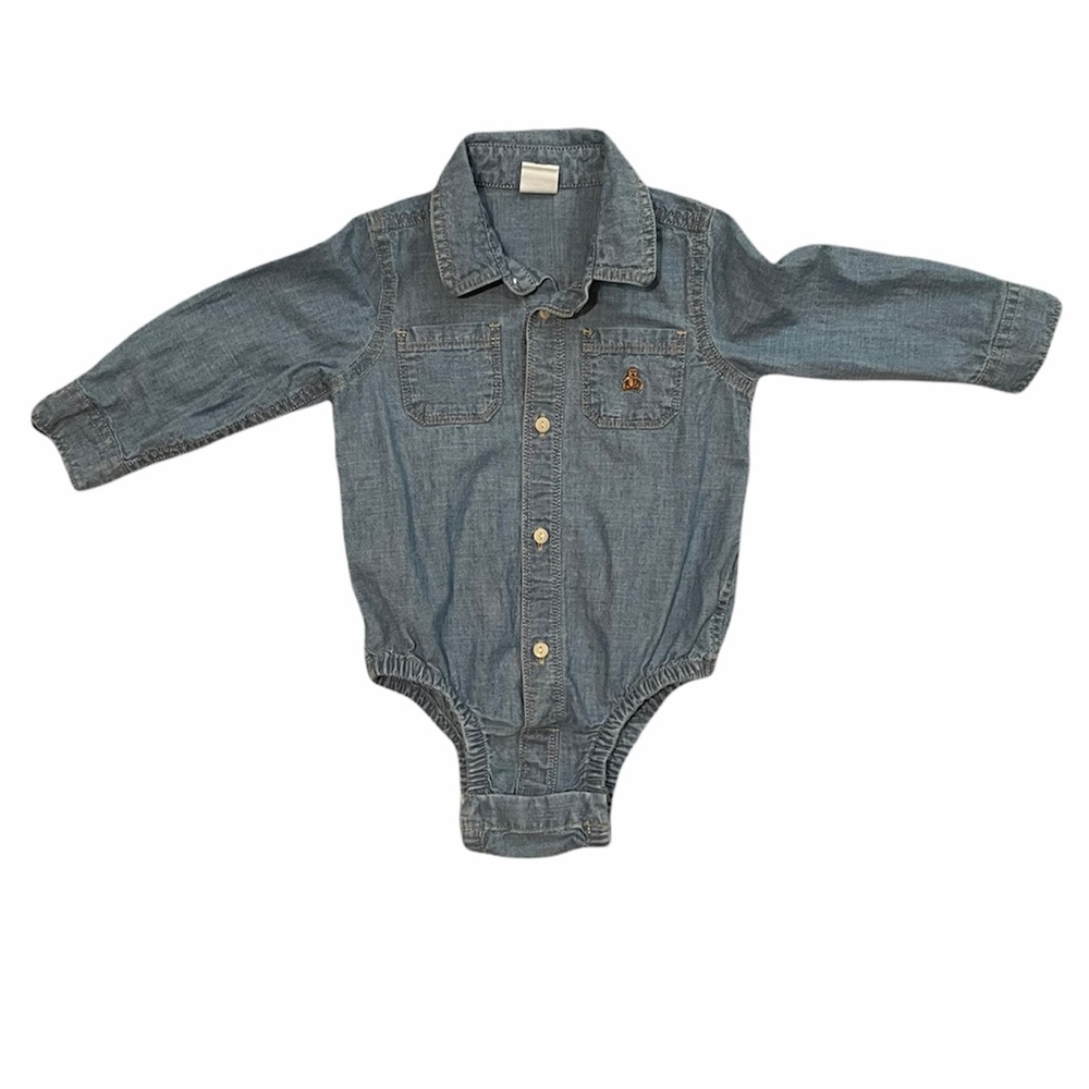 Baby Gap Boy Denim bodysuit long sleeve 18-24M
